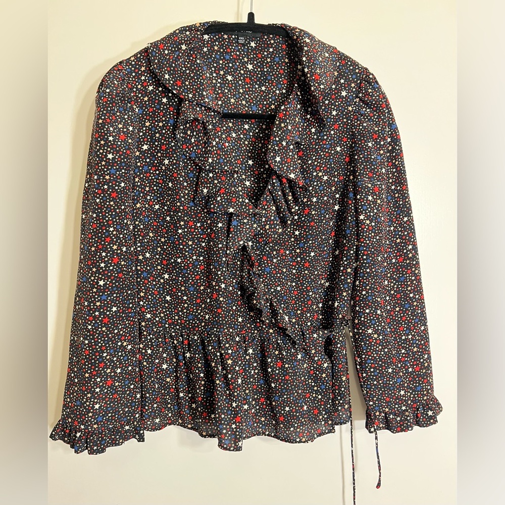 Madewell Star Ruffle Blouse - Black, Red, White - Fourth of July
